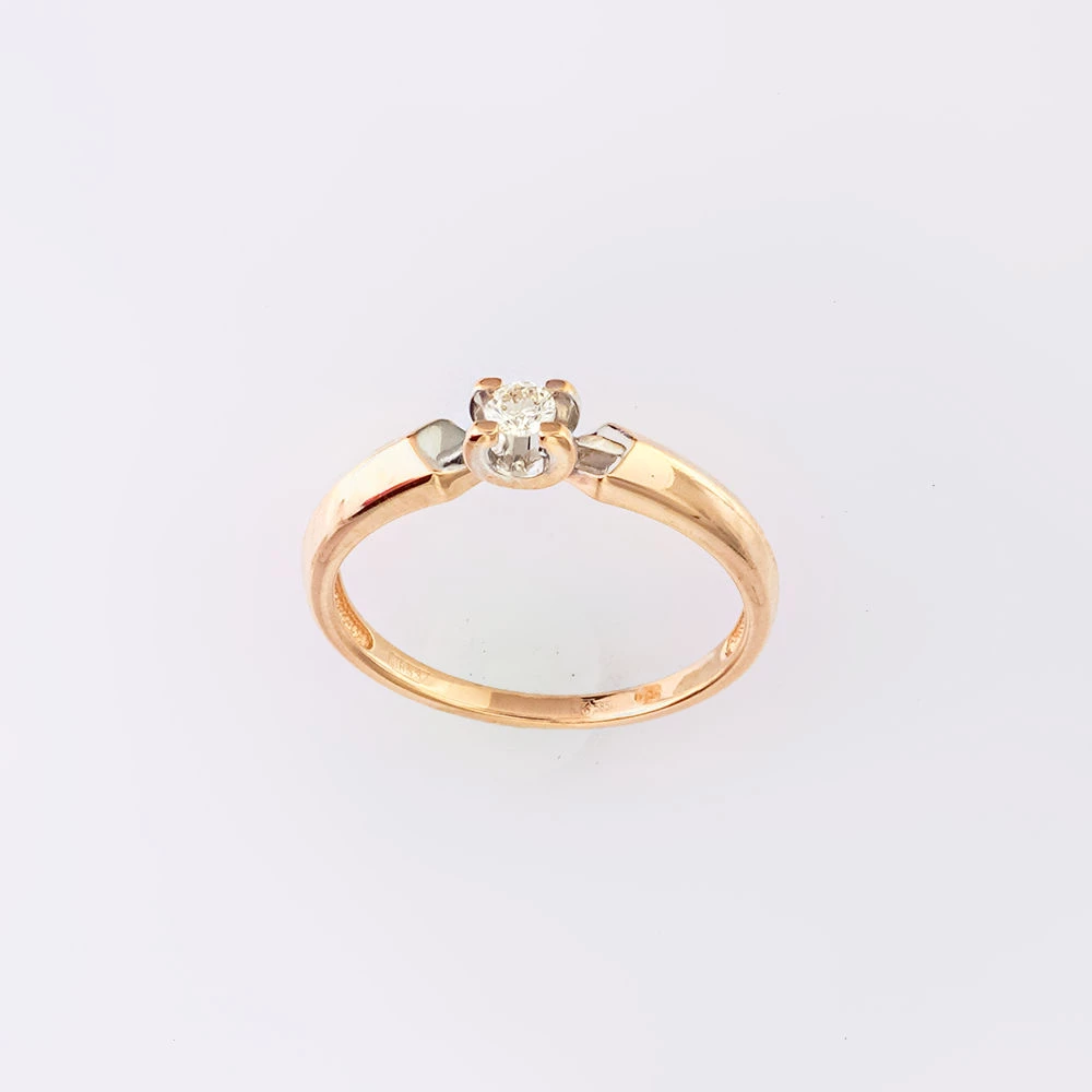 Кольцо с бриллиантом из красного золота 585 пробы