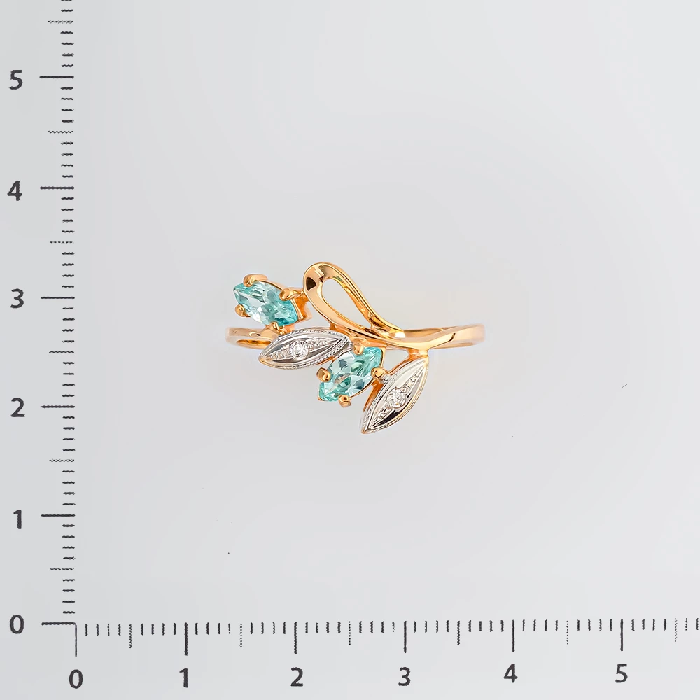 Кольцо с фианитом из красного золота 585 пробы