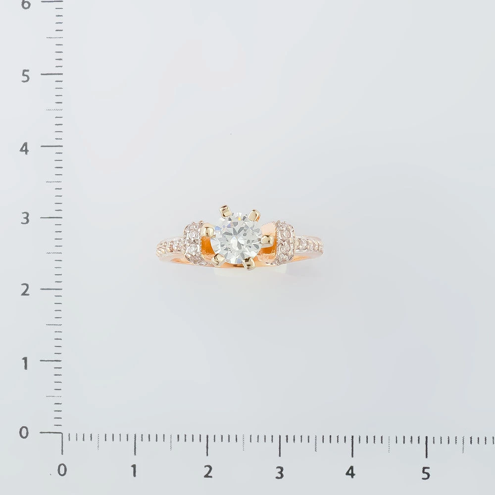 Кольцо с фианитом из красного золота 585 пробы