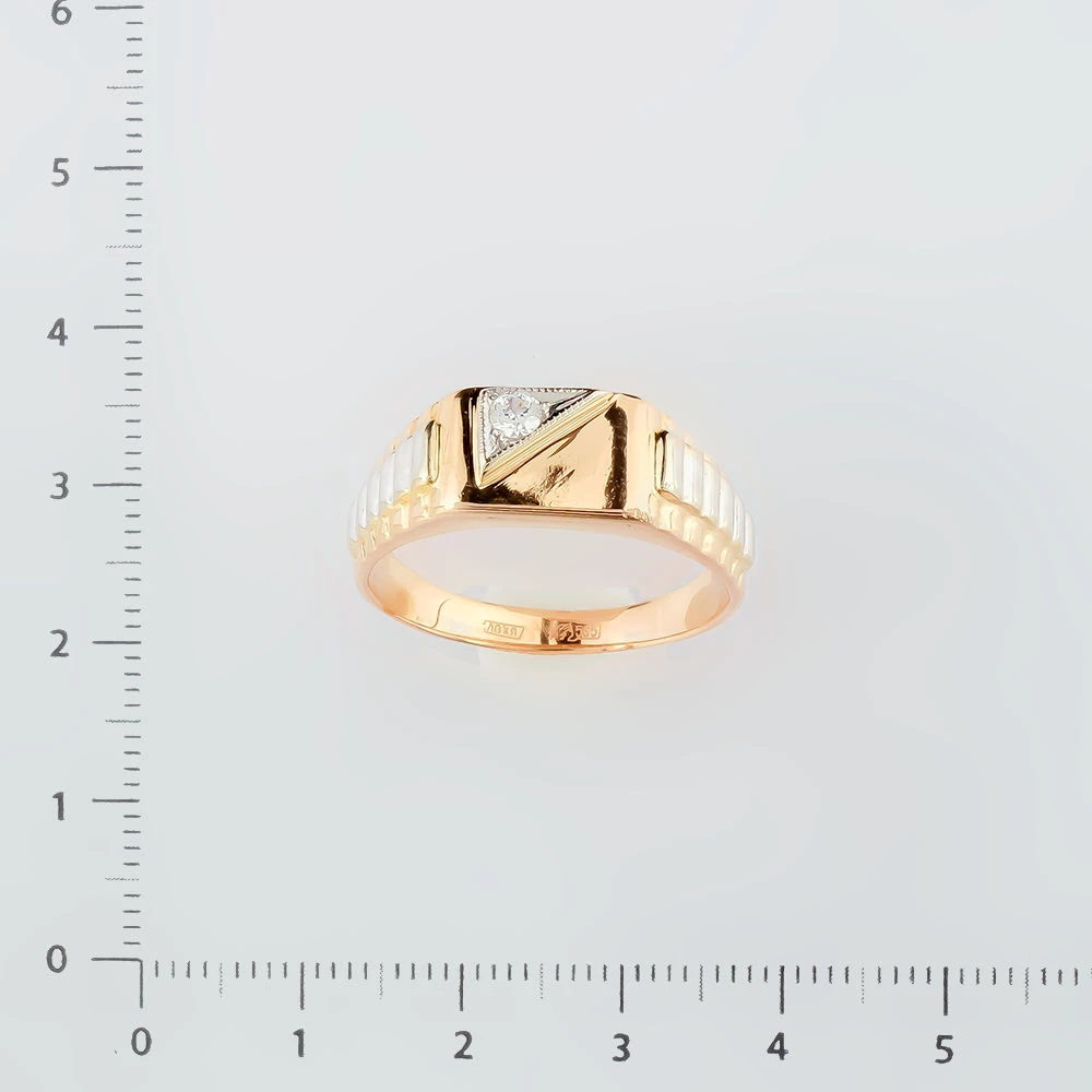 Кольцо с фианитом из красного золота 585 пробы