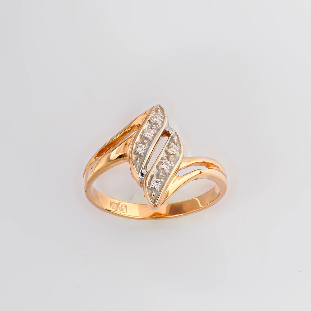 Кольцо с фианитом из красного золота 585 пробы