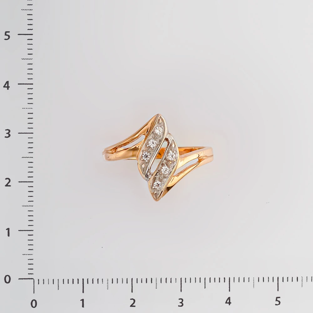 Кольцо с фианитом из красного золота 585 пробы