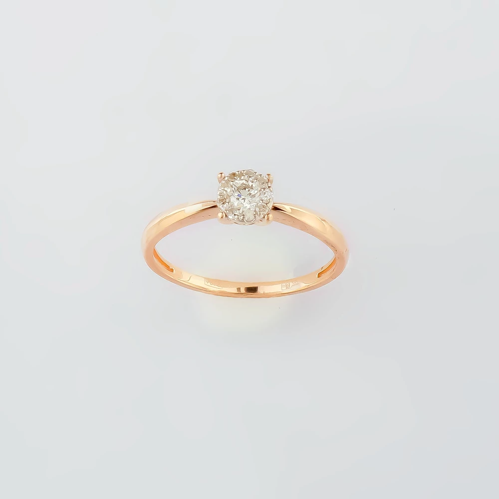 Кольцо с бриллиантом из красного золота 585 пробы