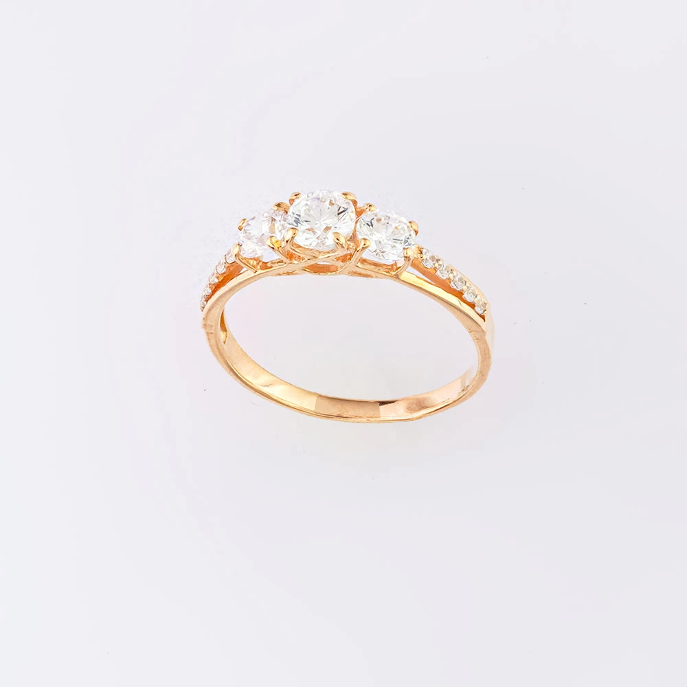 Кольцо с фианитом из красного золота 585 пробы