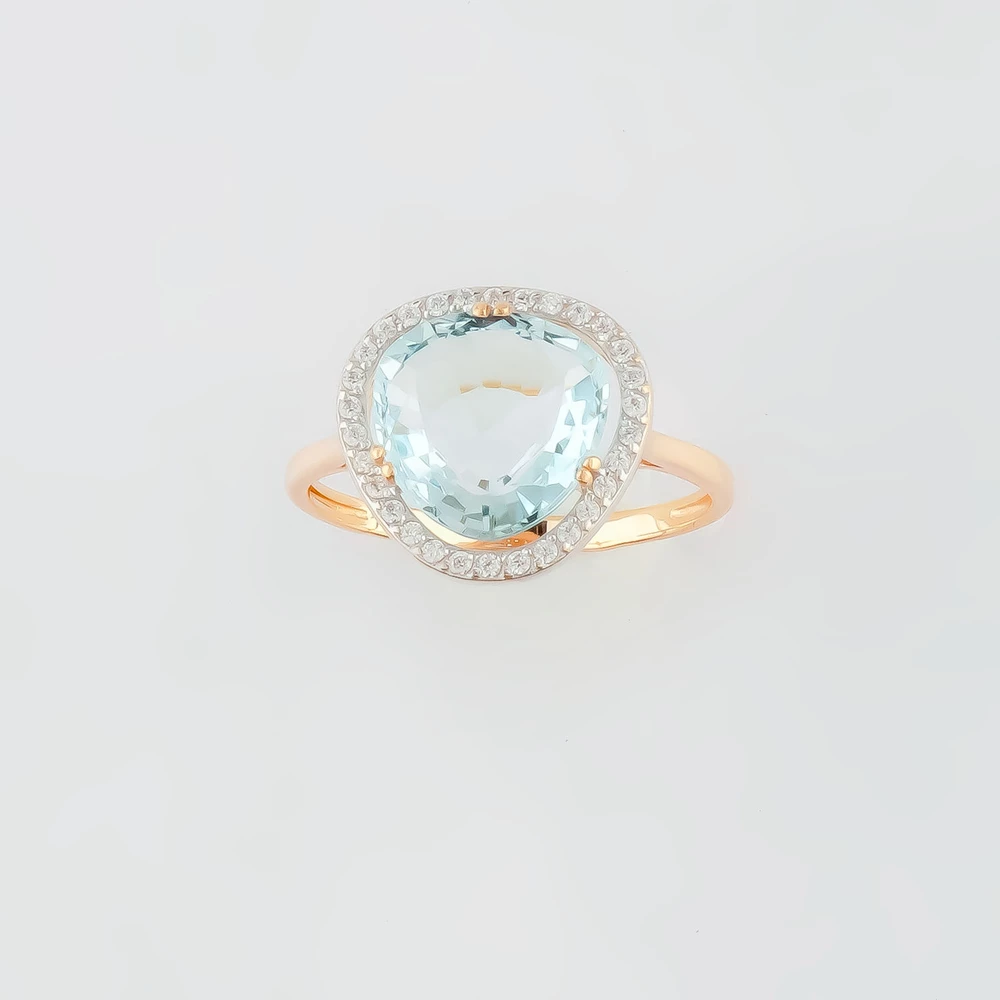 Кольцо с топазом из красного золота 585 пробы