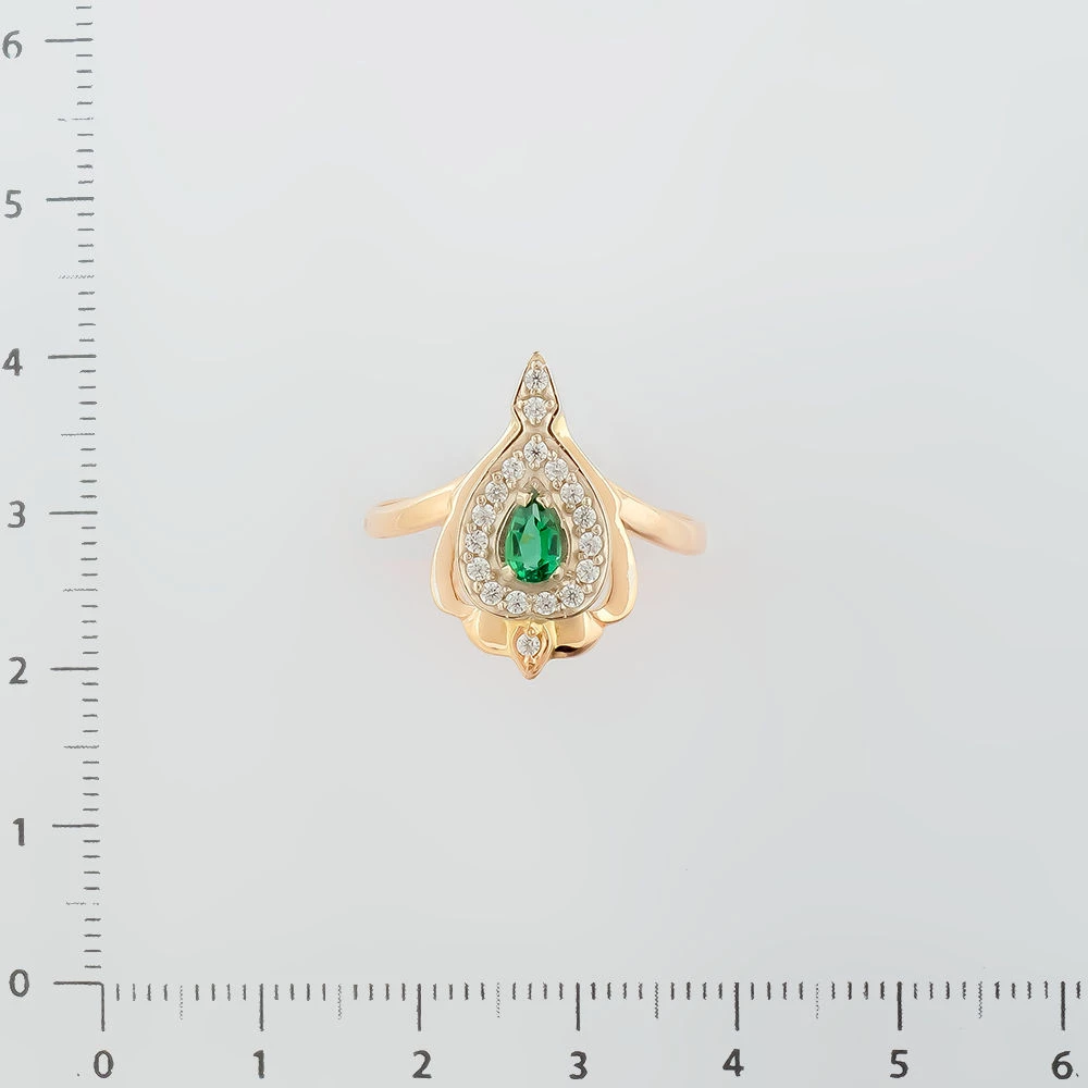 Кольцо с фианитом из красного золота 585 пробы