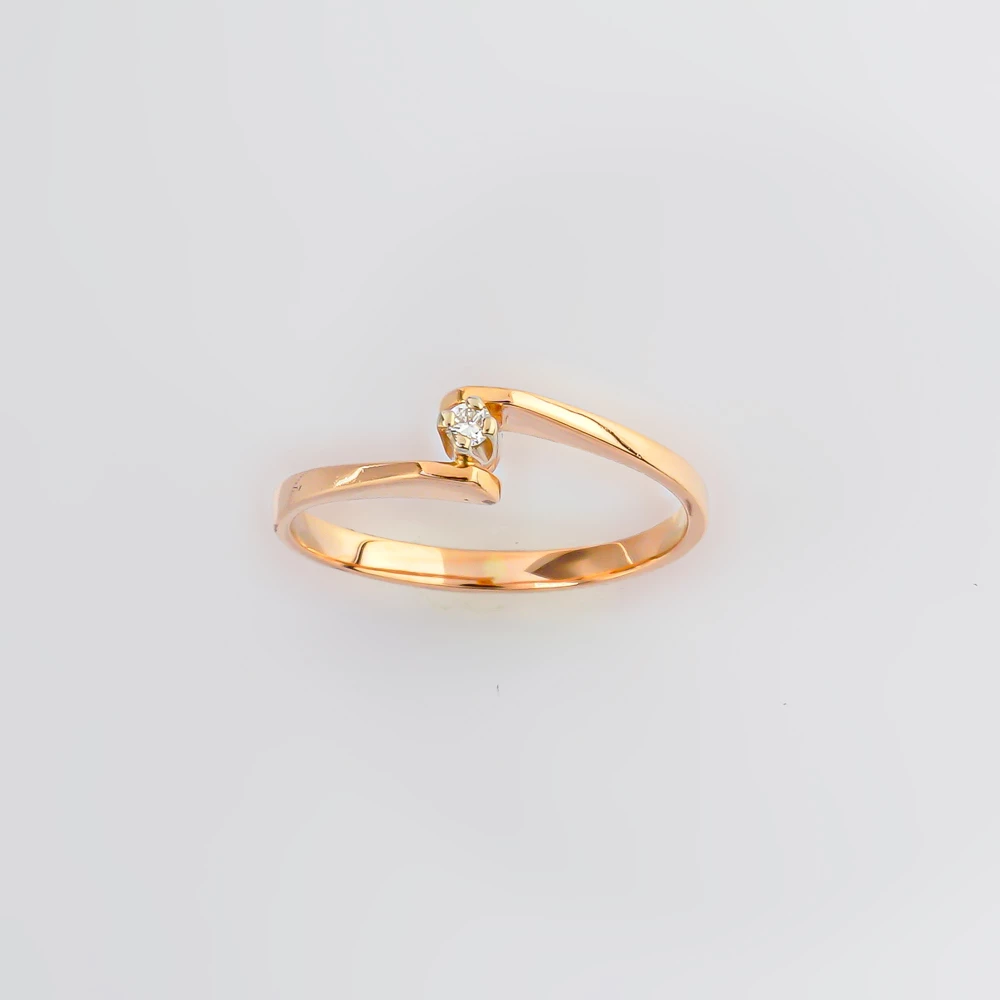 Кольцо с бриллиантом из красного золота 585 пробы