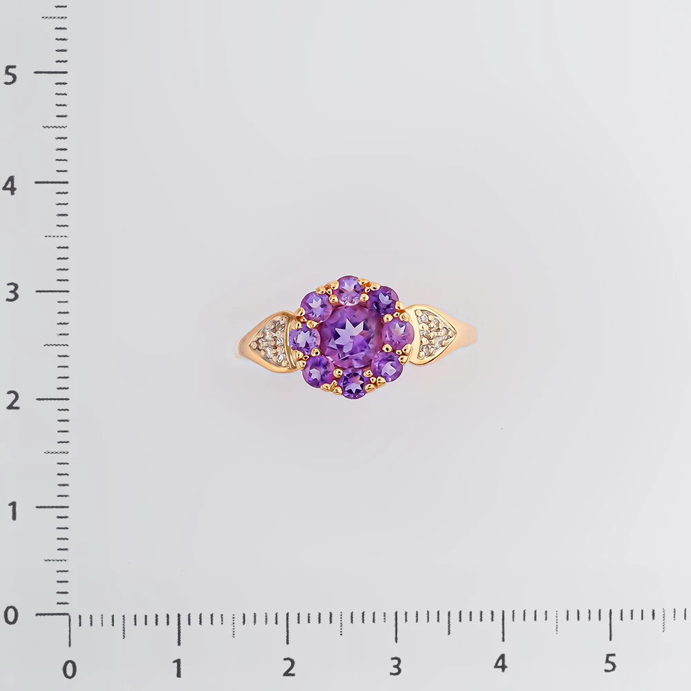 Кольцо с аметистом из красного золота 585 пробы