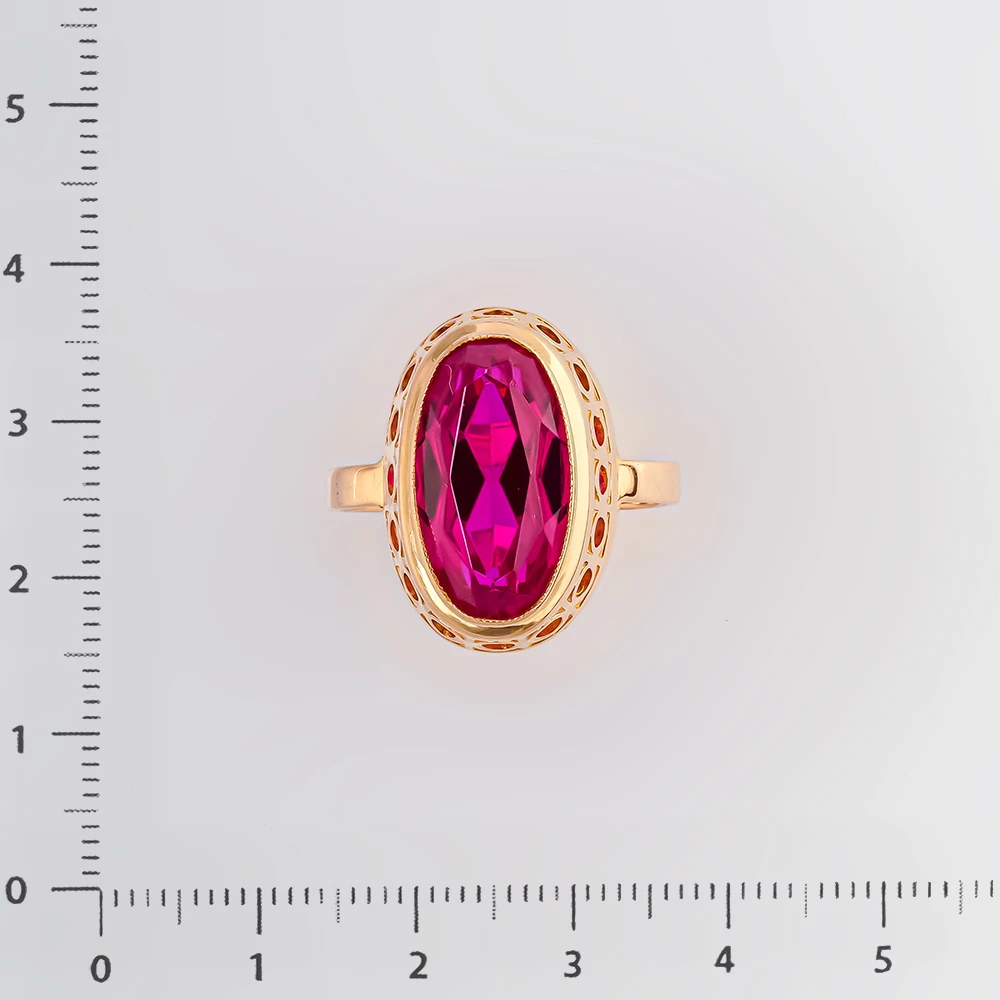 Кольцо с фианитом из красного золота 583 пробы