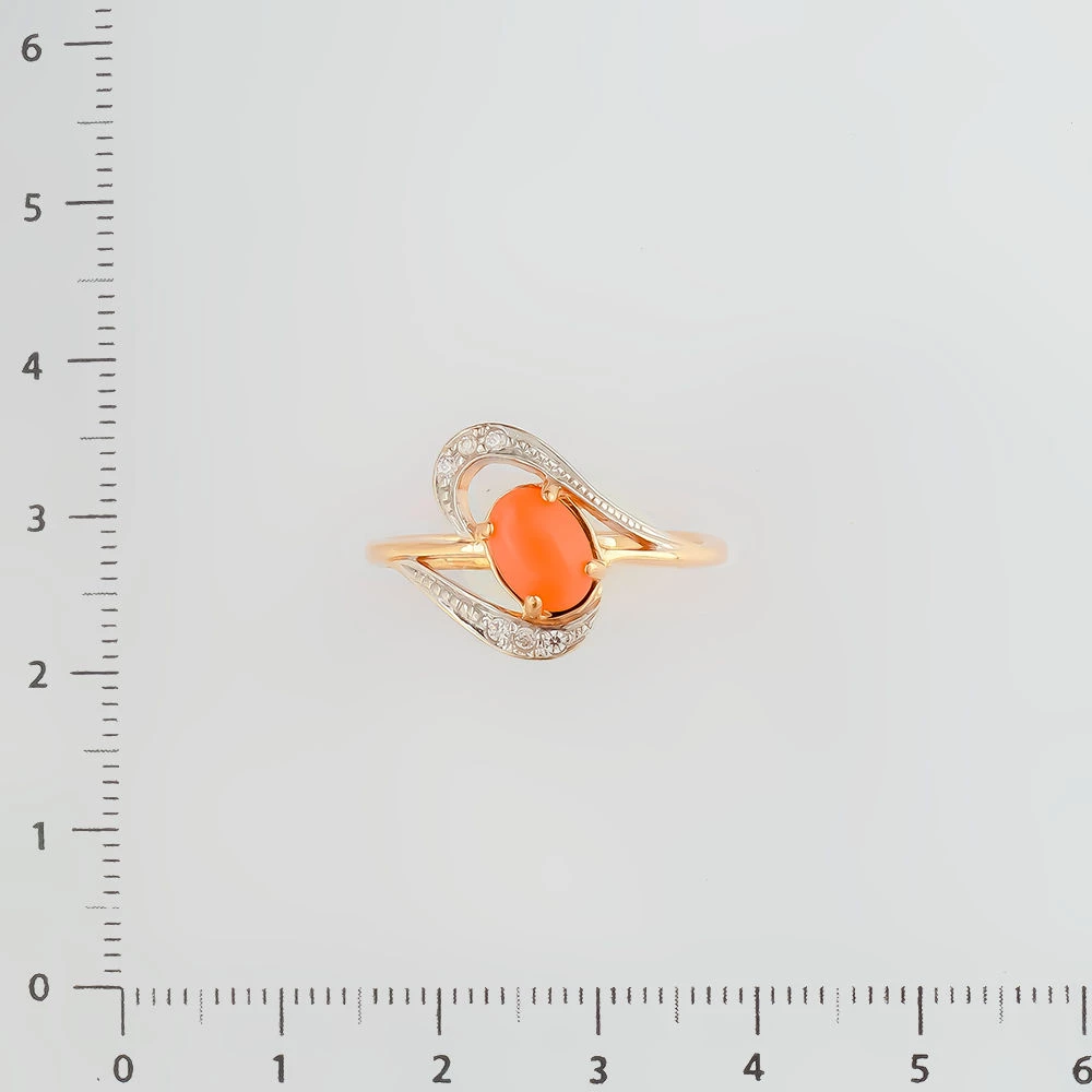 Кольцо с кораллом из красного золота 585 пробы