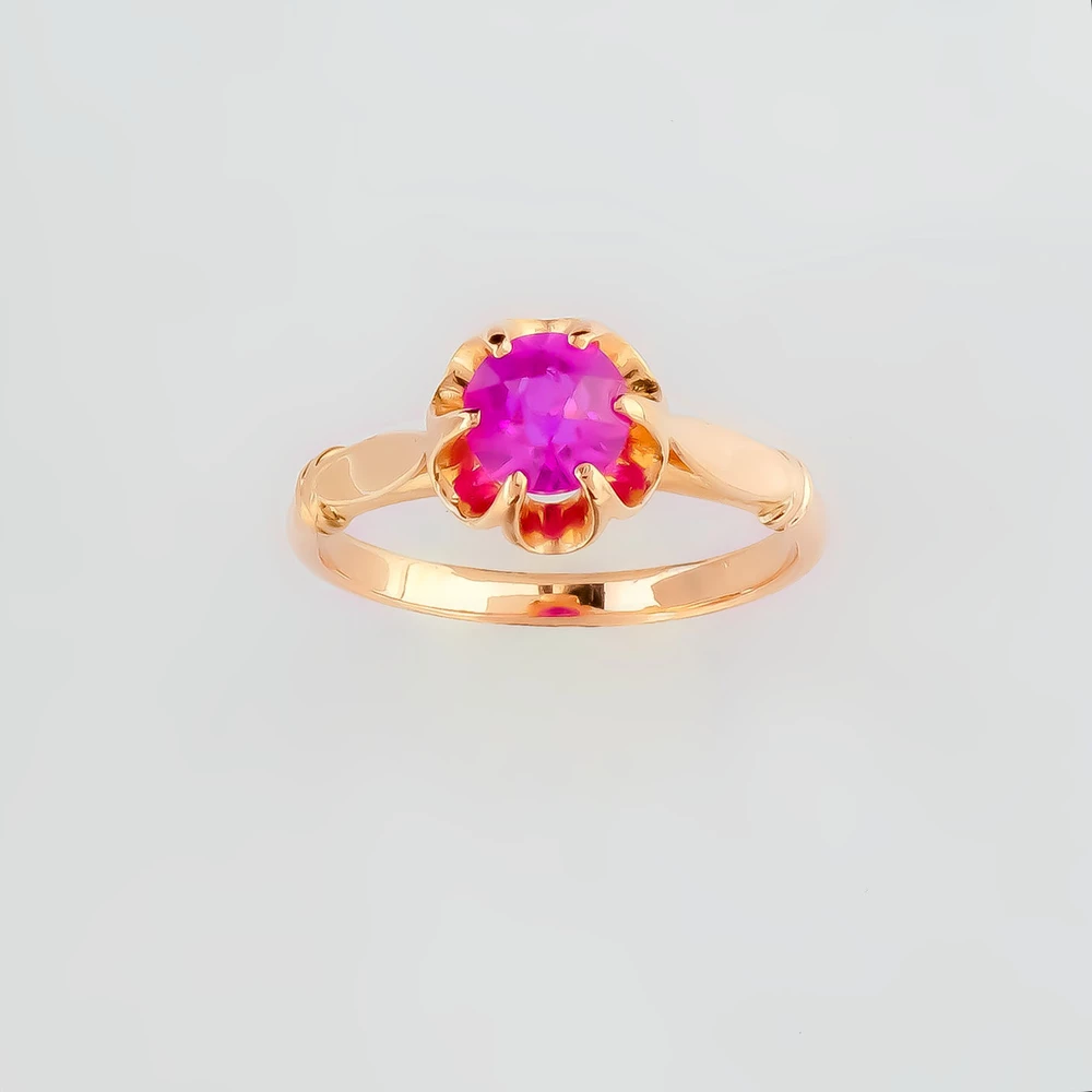 Кольцо с фианитом из красного золота 583 пробы Кольцо с фианитом из красного золота 583 пробы