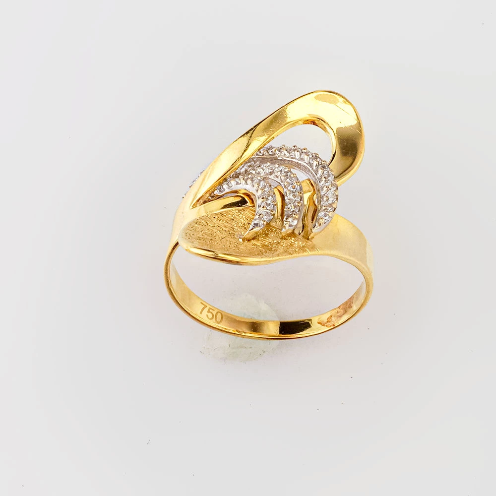 Кольцо с фианитом из желтого золота 750 пробы