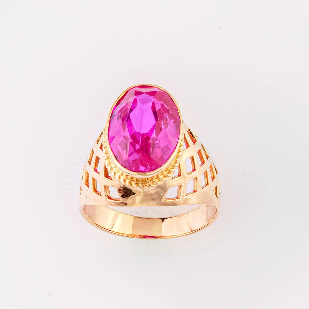 Кольцо с фианитом из красного золота 583 пробы