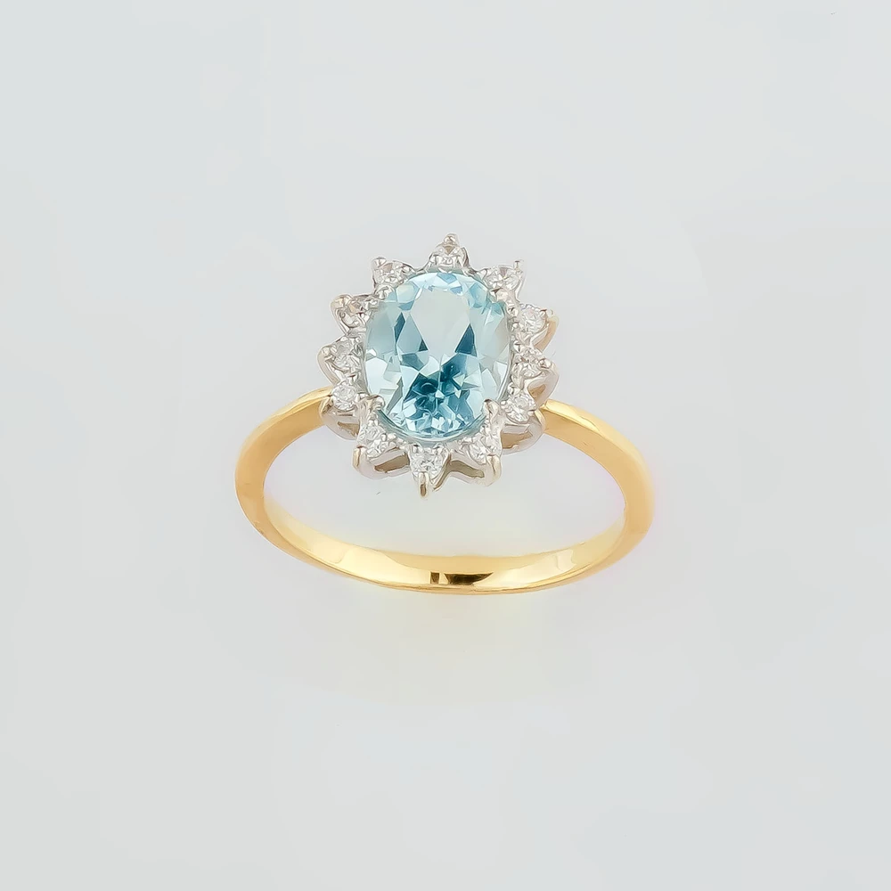 Кольцо с топазом из желтого золота 585 пробы