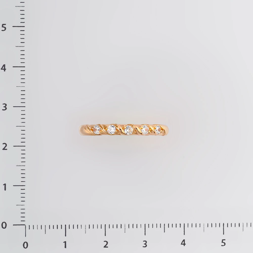 Кольцо с фианитом из красного золота 585 пробы