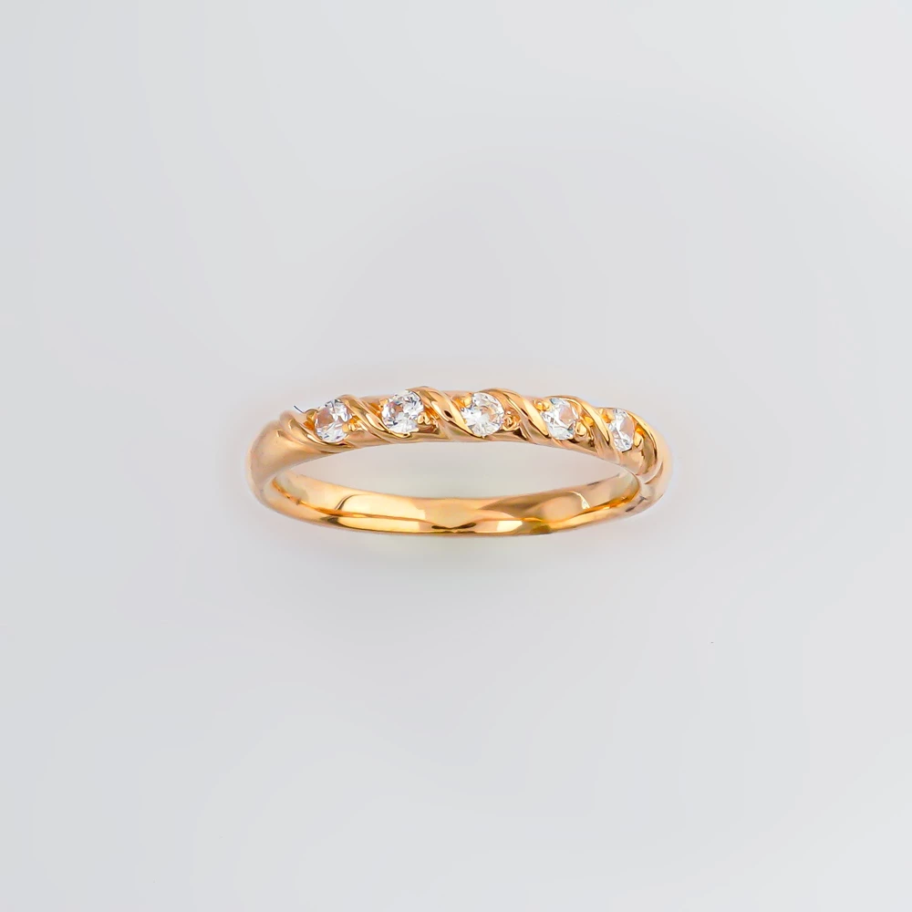 Кольцо с фианитом из красного золота 585 пробы