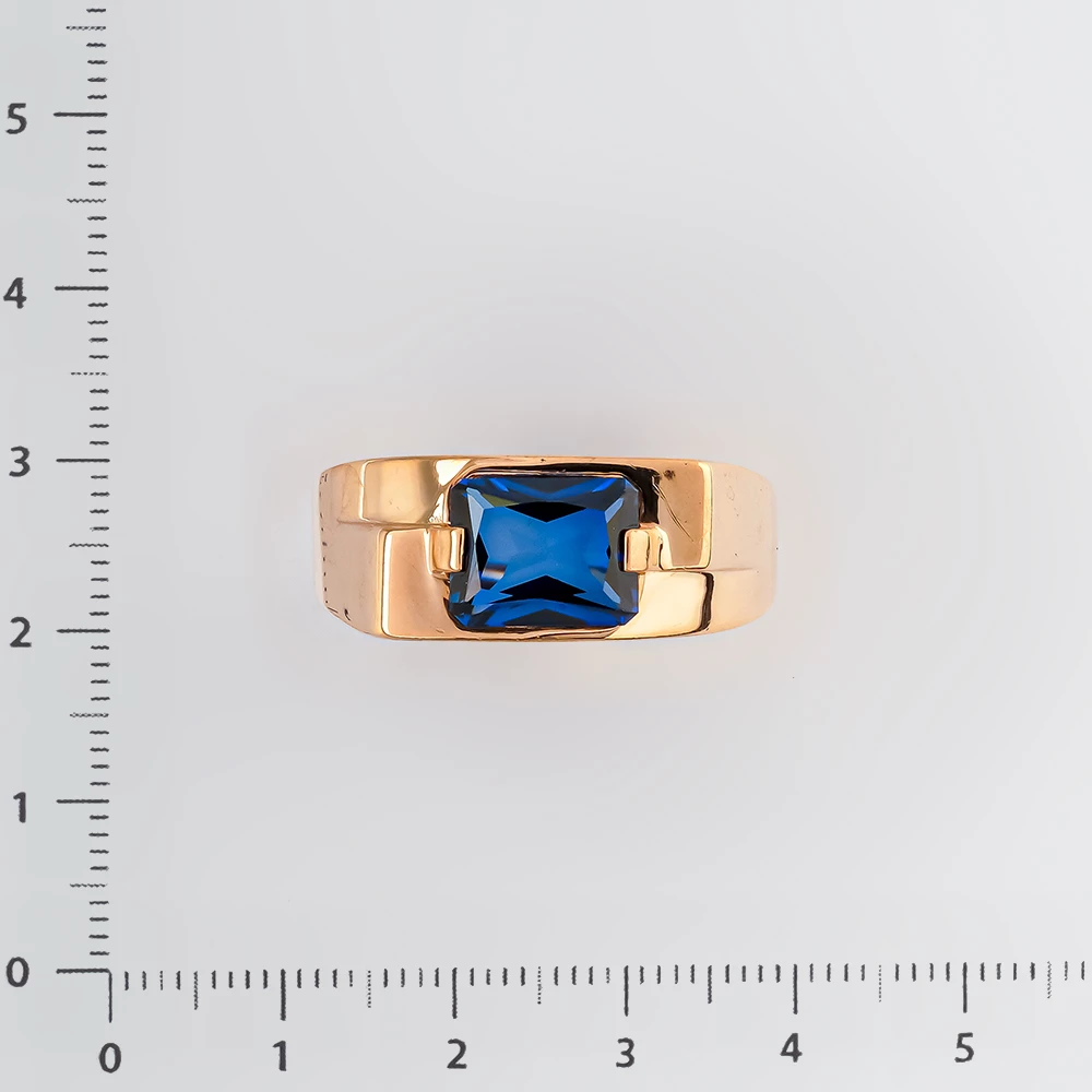 Кольцо с сапфиром синтетическим из красного золота 585 пробы