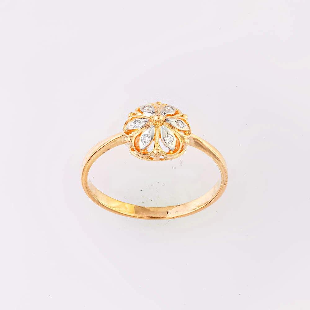 Кольцо с фианитом из красного золота 585 пробы