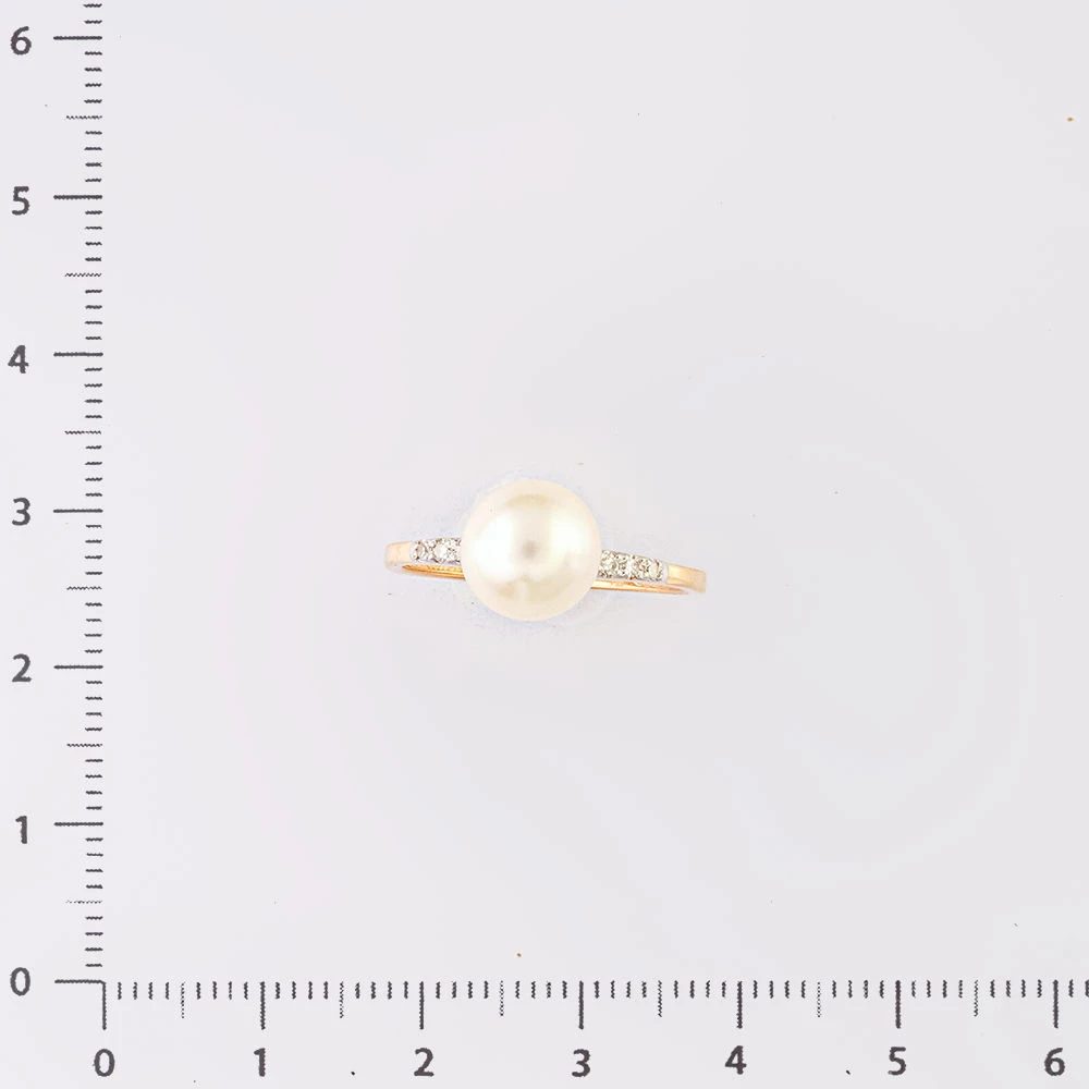 Кольцо с культивированным жемчугом из красного золота 585 пробы