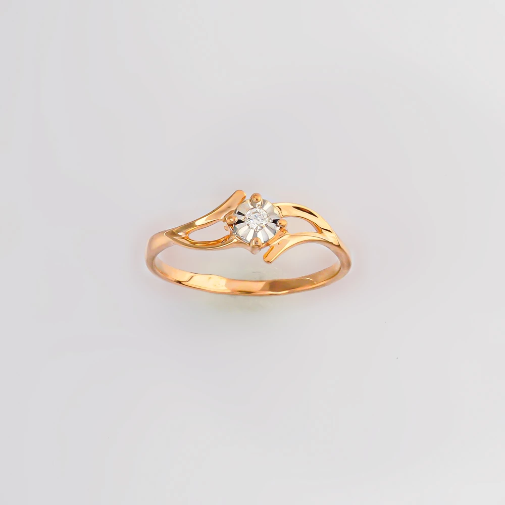 Кольцо с бриллиантом из красного золота 585 пробы