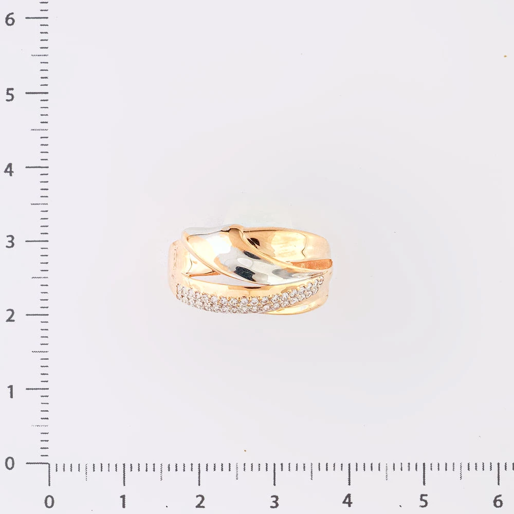 Кольцо с фианитом из красного золота 585 пробы