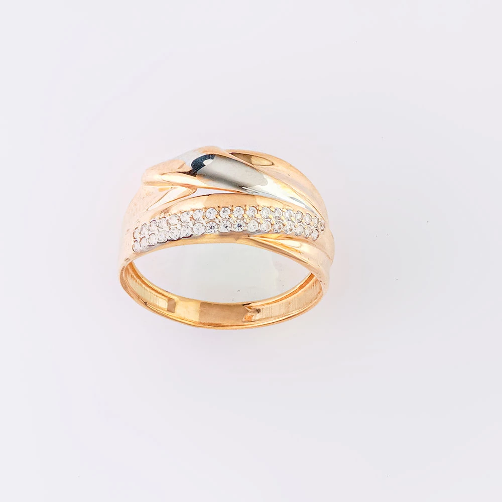 Кольцо с фианитом из красного золота 585 пробы