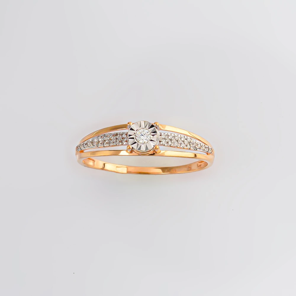 Кольцо с бриллиантом из красного золота 585 пробы