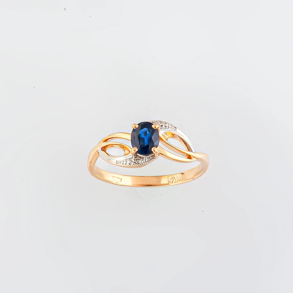 Кольцо с сапфиром из красного золота 585 пробы