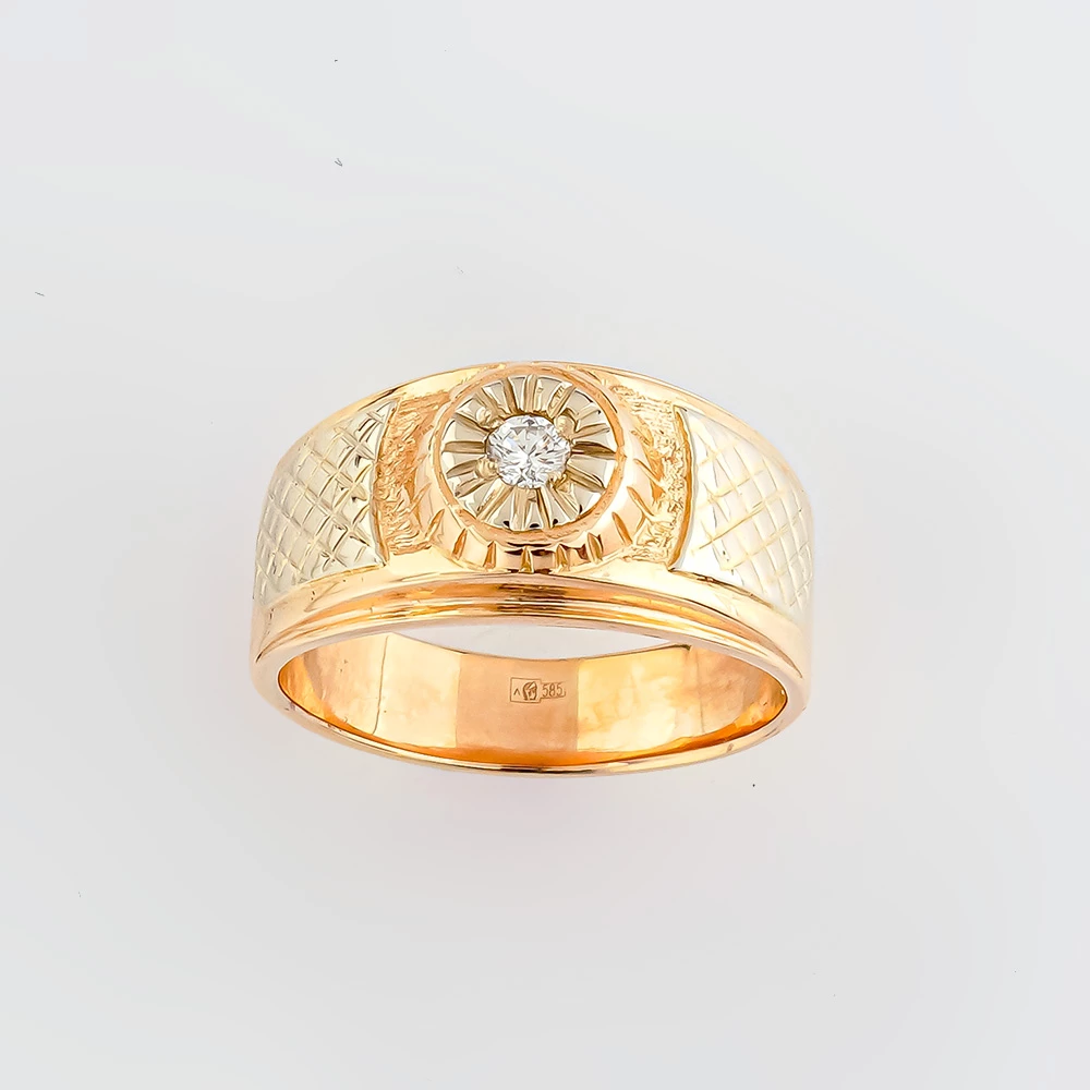 Кольцо с бриллиантом из красного золота 585 пробы