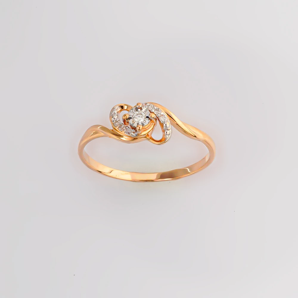 Кольцо с бриллиантом из красного золота 585 пробы