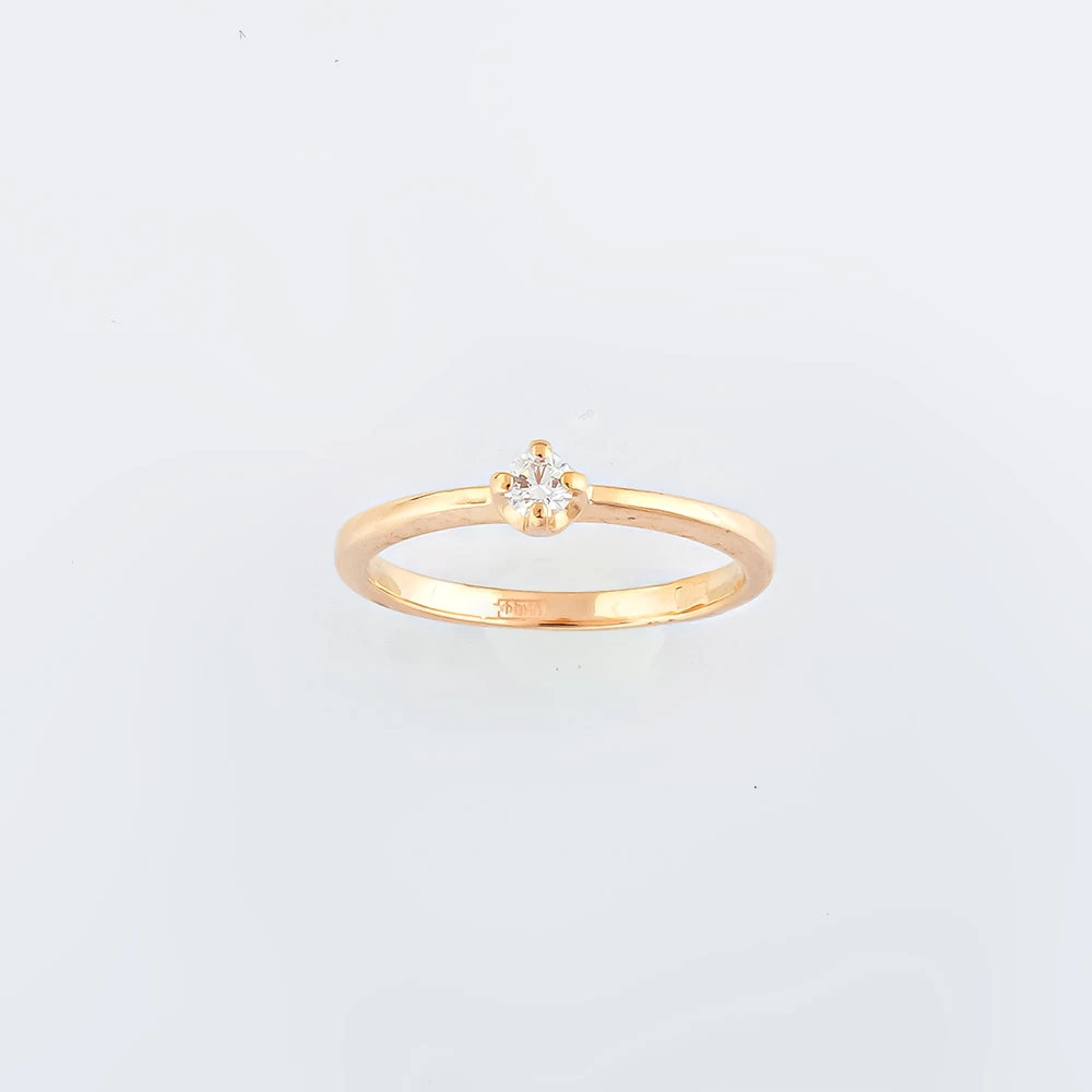 Кольцо с бриллиантом из красного золота 585 пробы