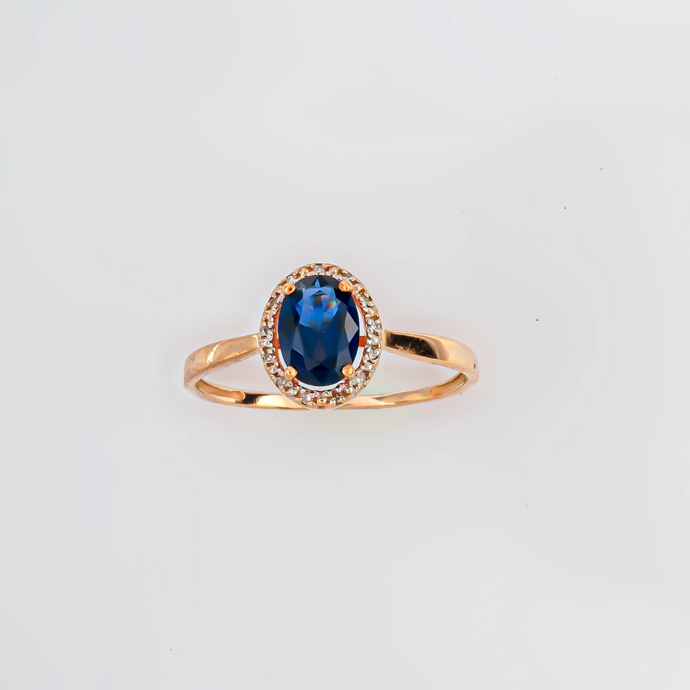 Кольцо с сапфиром синтетическим из красного золота 375 пробы