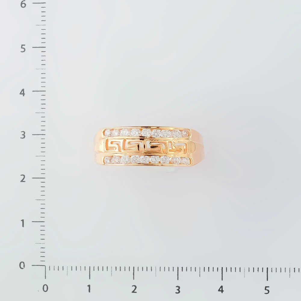 Кольцо с фианитом из красного золота 585 пробы