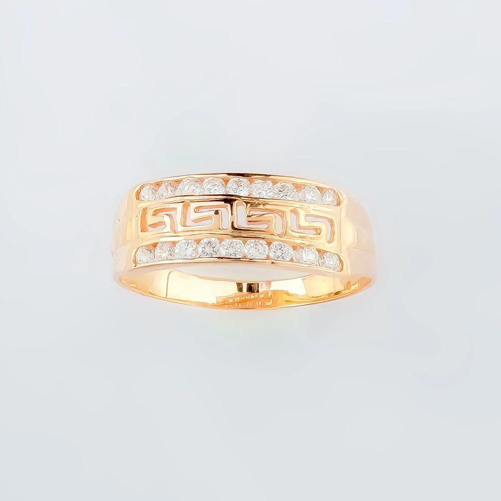 Кольцо с фианитом из красного золота 585 пробы