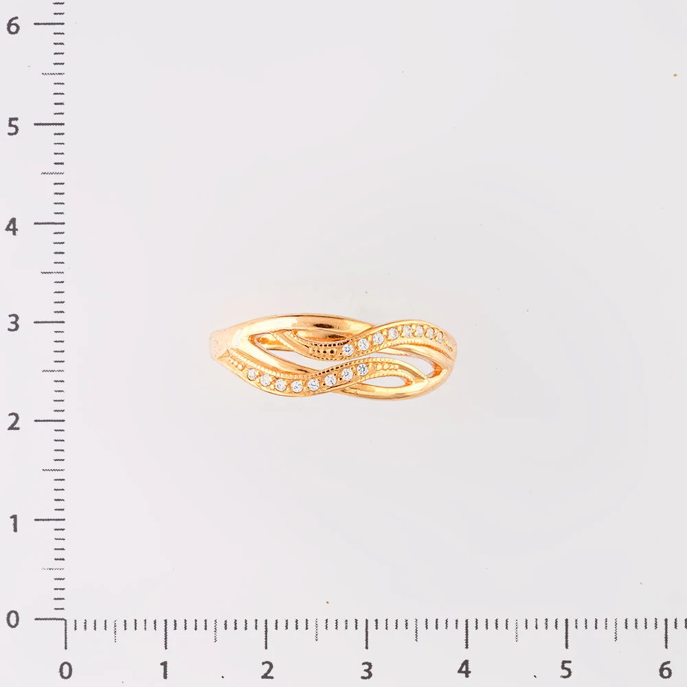 Кольцо с фианитом из красного золота 585 пробы