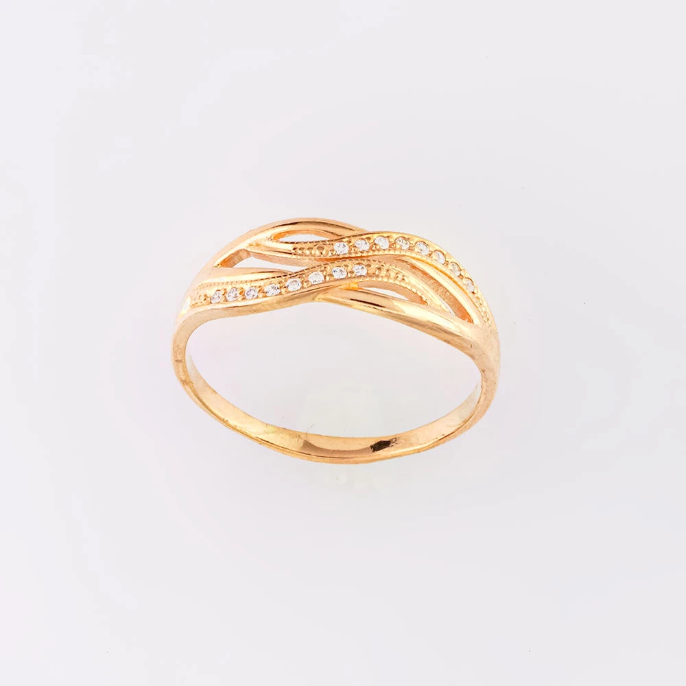 Кольцо с фианитом из красного золота 585 пробы