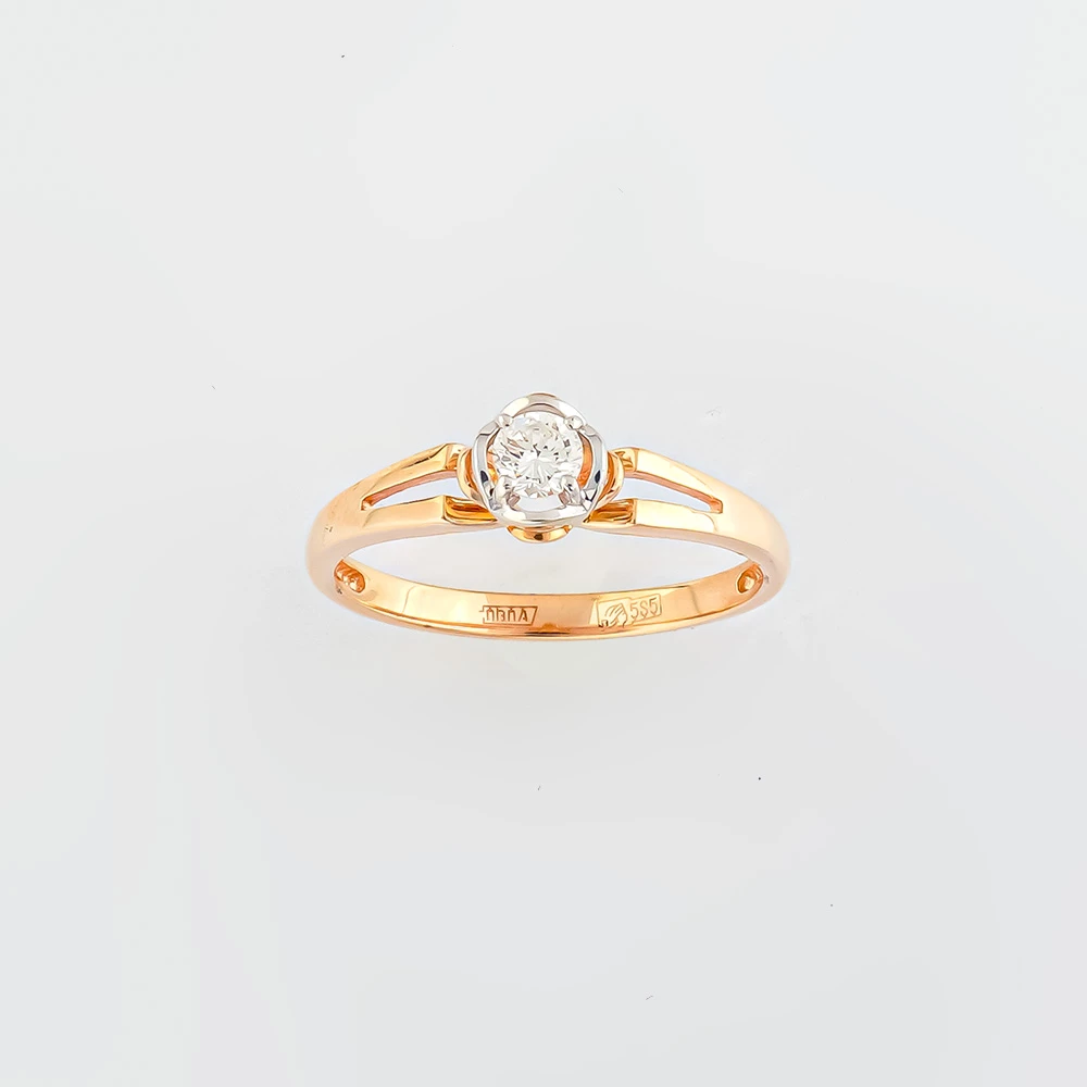 Кольцо с бриллиантом из красного золота 585 пробы