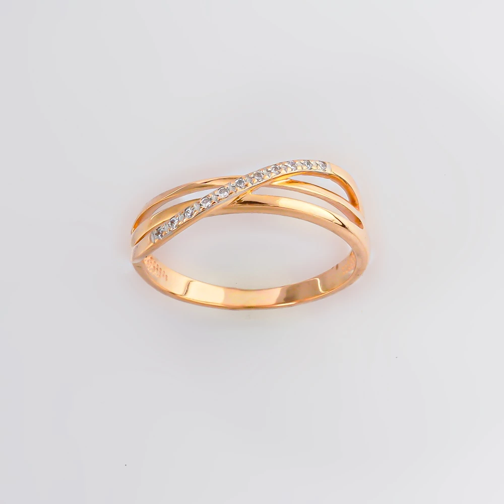 Кольцо с фианитом из красного золота 585 пробы