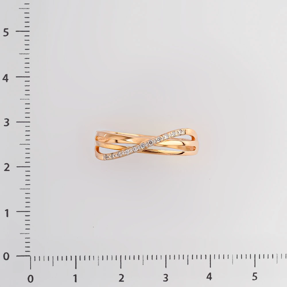 Кольцо с фианитом из красного золота 585 пробы