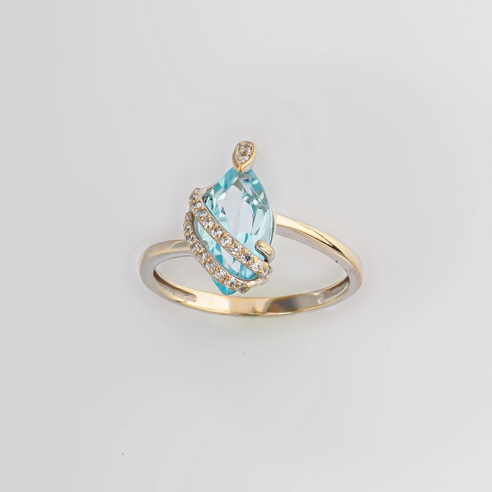 Кольцо с топазом из белого золота 585 пробы