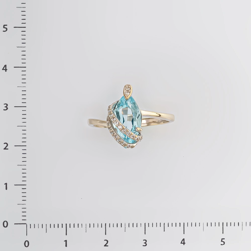 Кольцо с топазом из белого золота 585 пробы