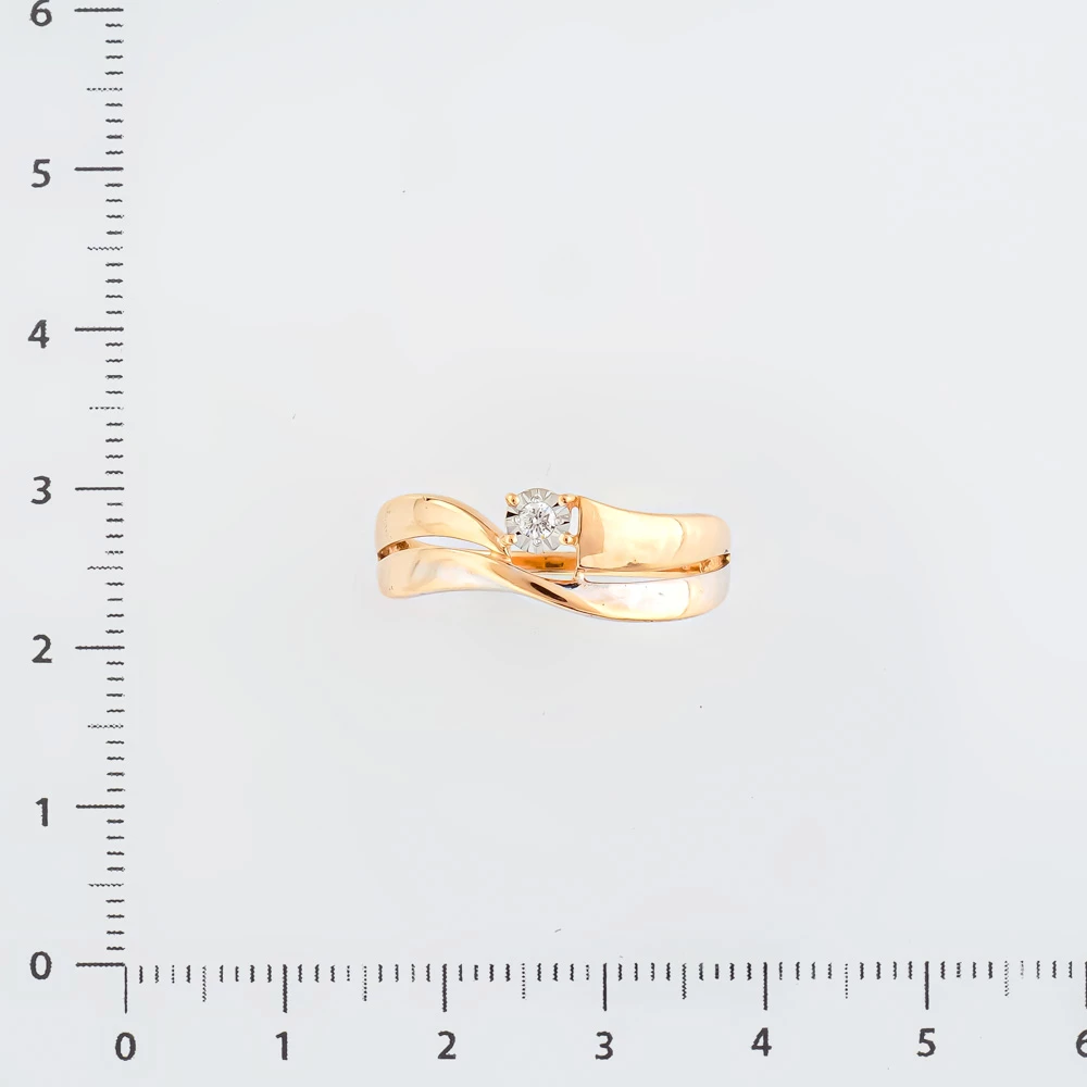 Кольцо с бриллиантом из красного золота 585 пробы