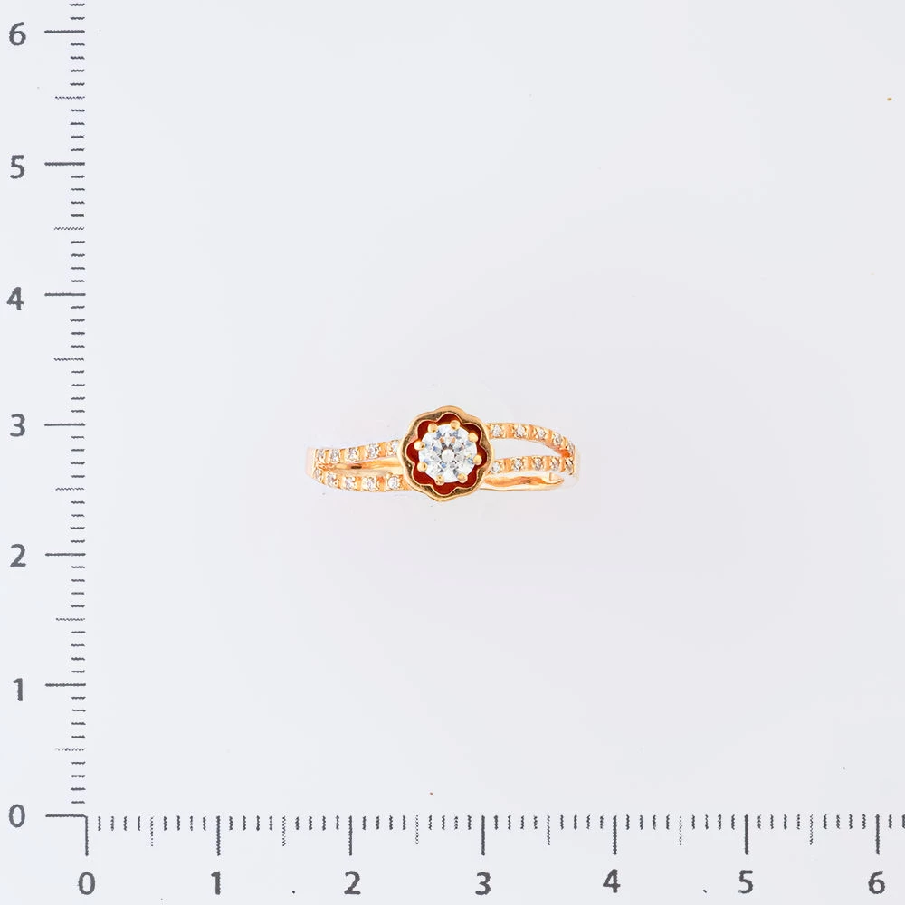 Кольцо с фианитом из красного золота 585 пробы