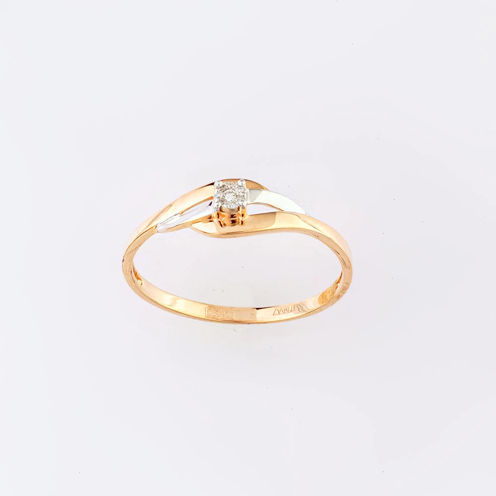 Кольцо с бриллиантом из красного золота 585 пробы