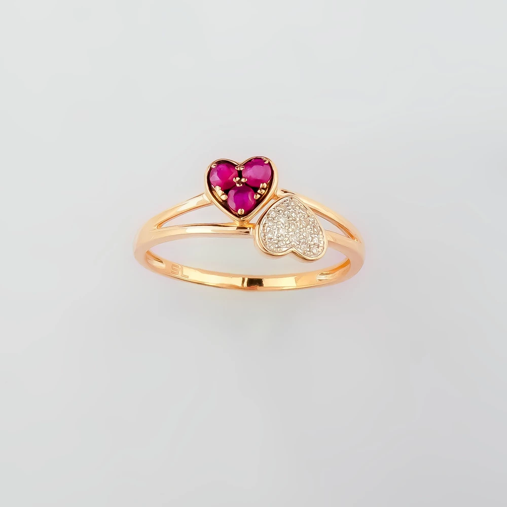 Кольцо с рубином из красного золота 585 пробы