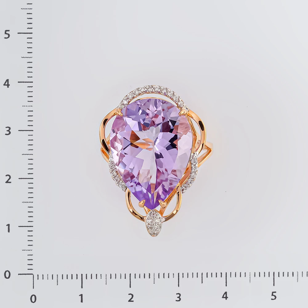 Кольцо с аметистом из красного золота 585 пробы