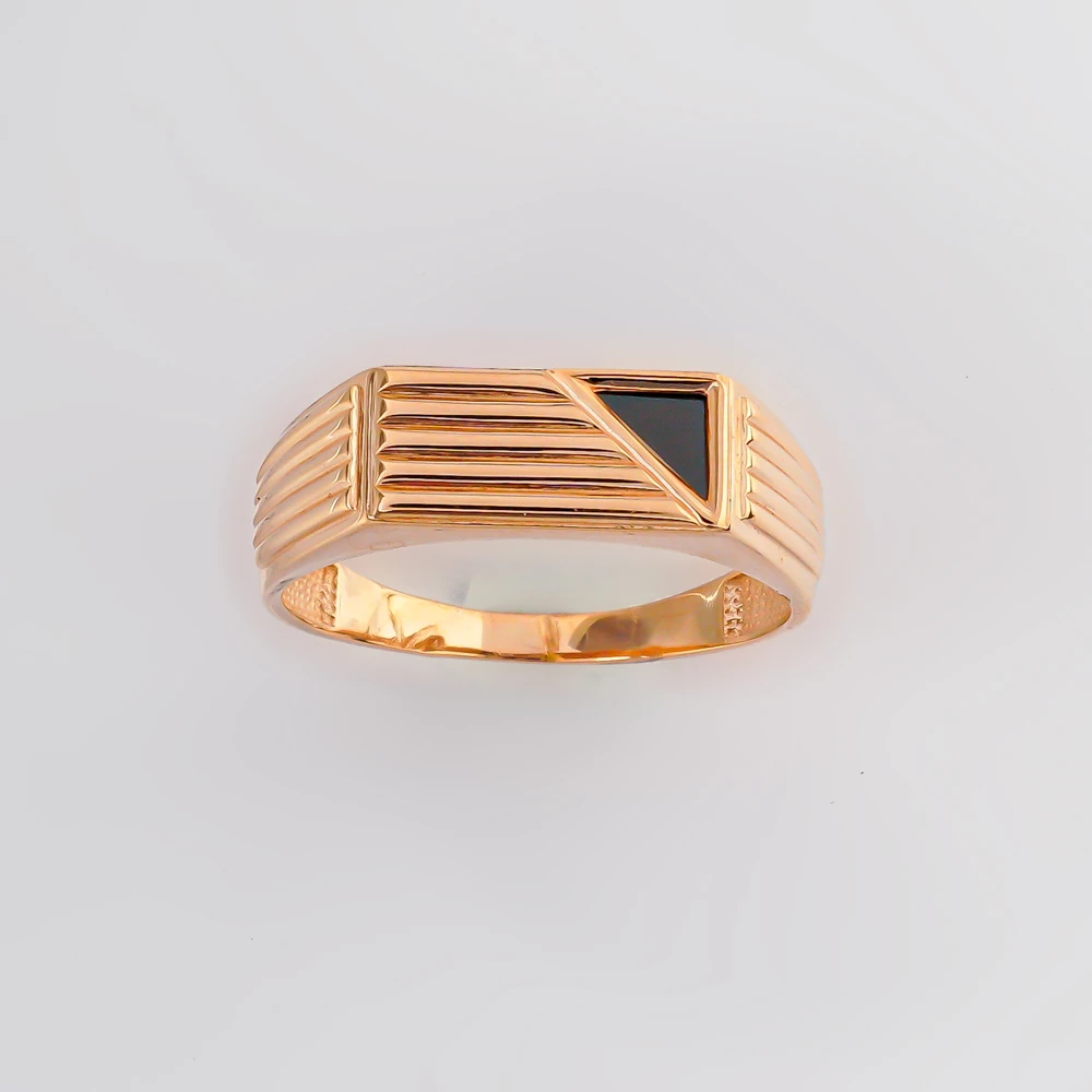 Кольцо с ониксом из красного золота 585 пробы
