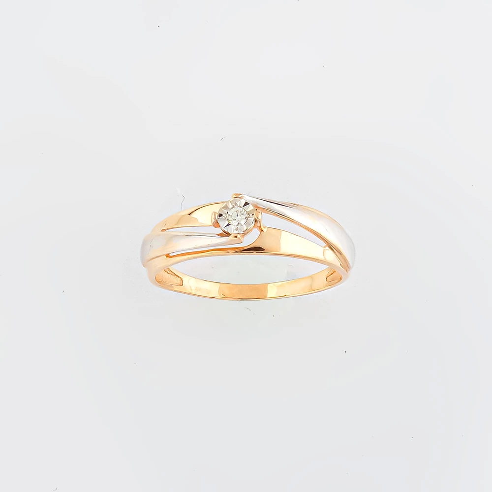 Кольцо с бриллиантом из красного золота 585 пробы