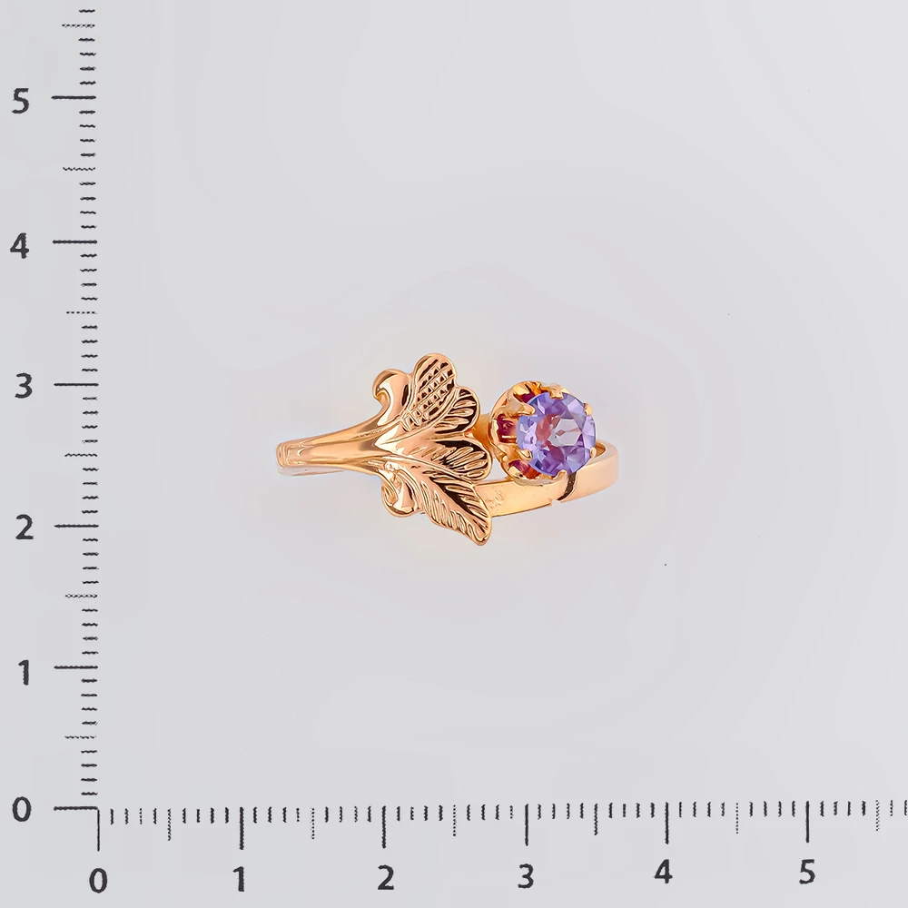 Кольцо с александритом синтетическим из красного золота 583 пробы Кольцо с александритом синтетическим из красного золота 583 пробы