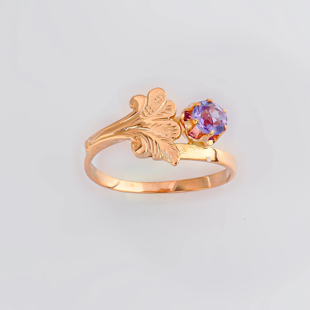 Кольцо с александритом синтетическим из красного золота 583 пробы Кольцо с александритом синтетическим из красного золота 583 пробы